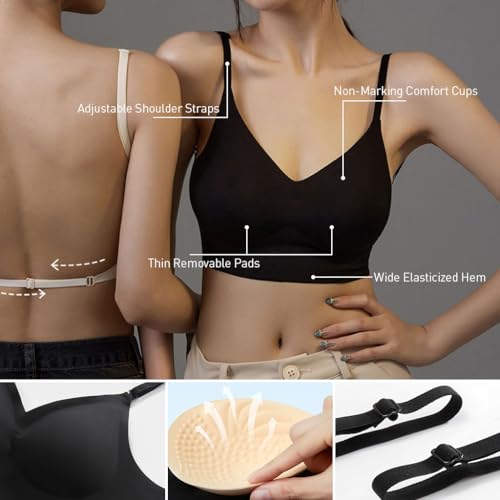 PALAY Women's Low Back Seamless Bras Backless Multiway Convertible Adjustable Strap Halter Lifting Bra Spaghetti Strap Wire-Free with Padded Removeable, XL PALAY Women's Low Back Seamless Bras Backless Multiway Convertible Adjustable Strap Halter Lifting Bra Spaghetti Strap Wire-Free with Padded Removeable, XL